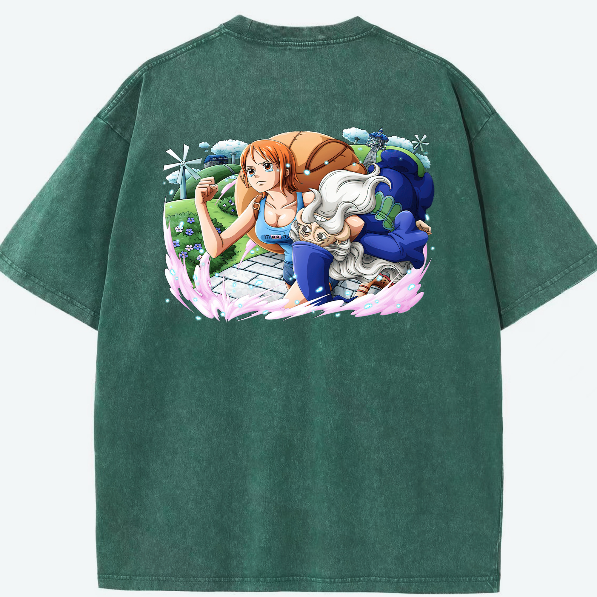 ワンピース ナミ ONE PIECE Nami 綿100% ヴィンテージ風 半袖Tシャツ（背面プリント）